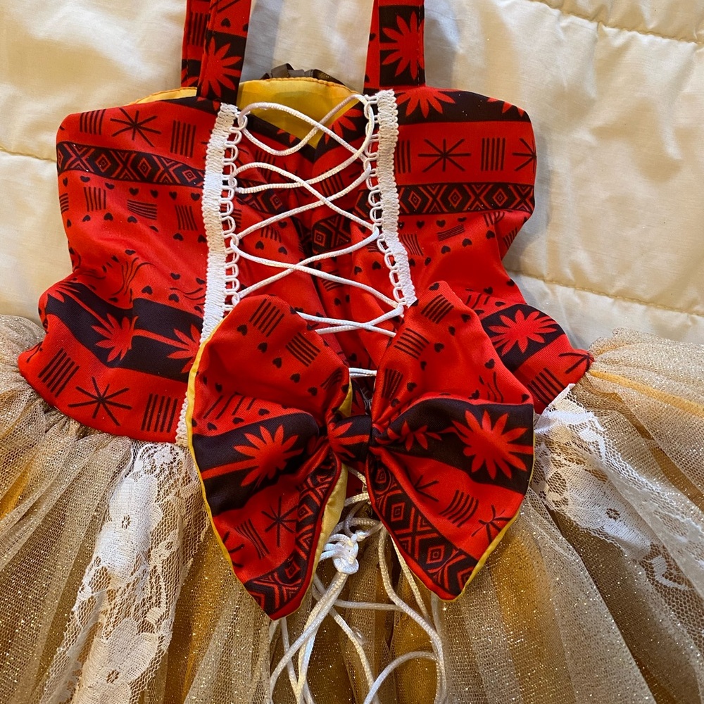 Charming Red and Gold Kids Moana Costume - Picture 5 of 7
